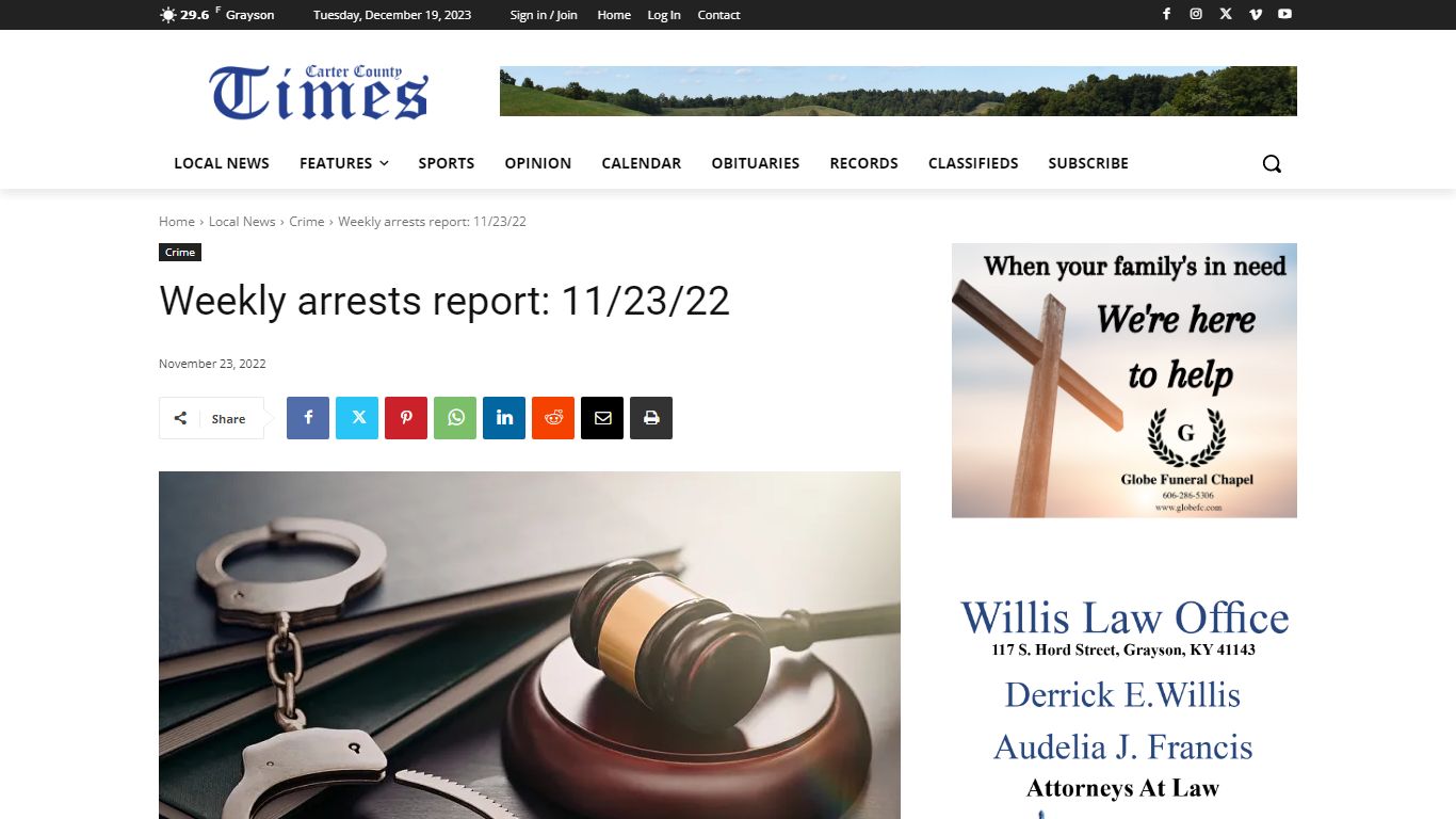Weekly arrests report: 11/23/22 - cartercountytimes.com